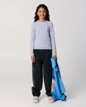 T-shirts - Longsleeve met opschrift van siersteentjes, 116-164