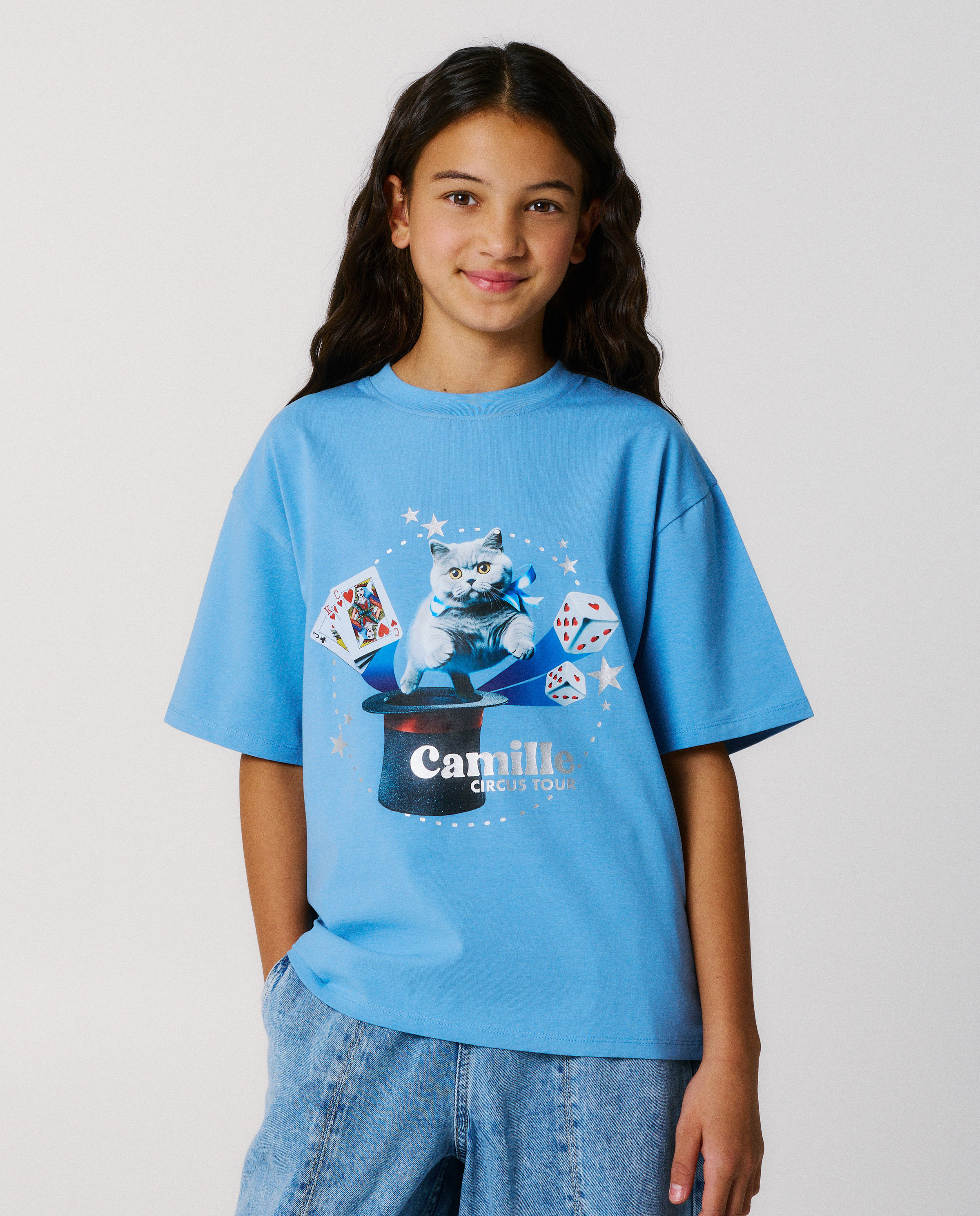 T-shirt met print Moustache, loose fit, 116-164 - CAMILLE x JBC