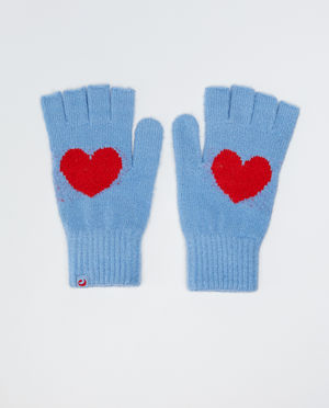 Breigoed - Vingerloze handschoenen met print hartjes