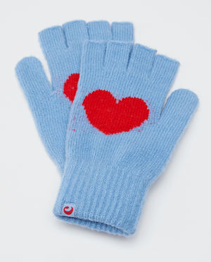 Breigoed - Vingerloze handschoenen met print hartjes