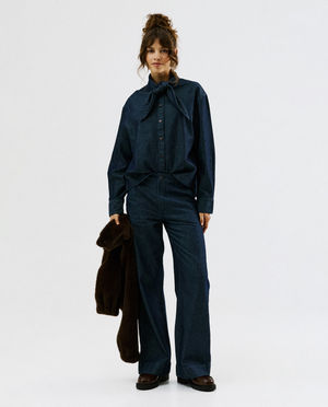 Chemises - Chemise en jean bleu fonc&eacute;