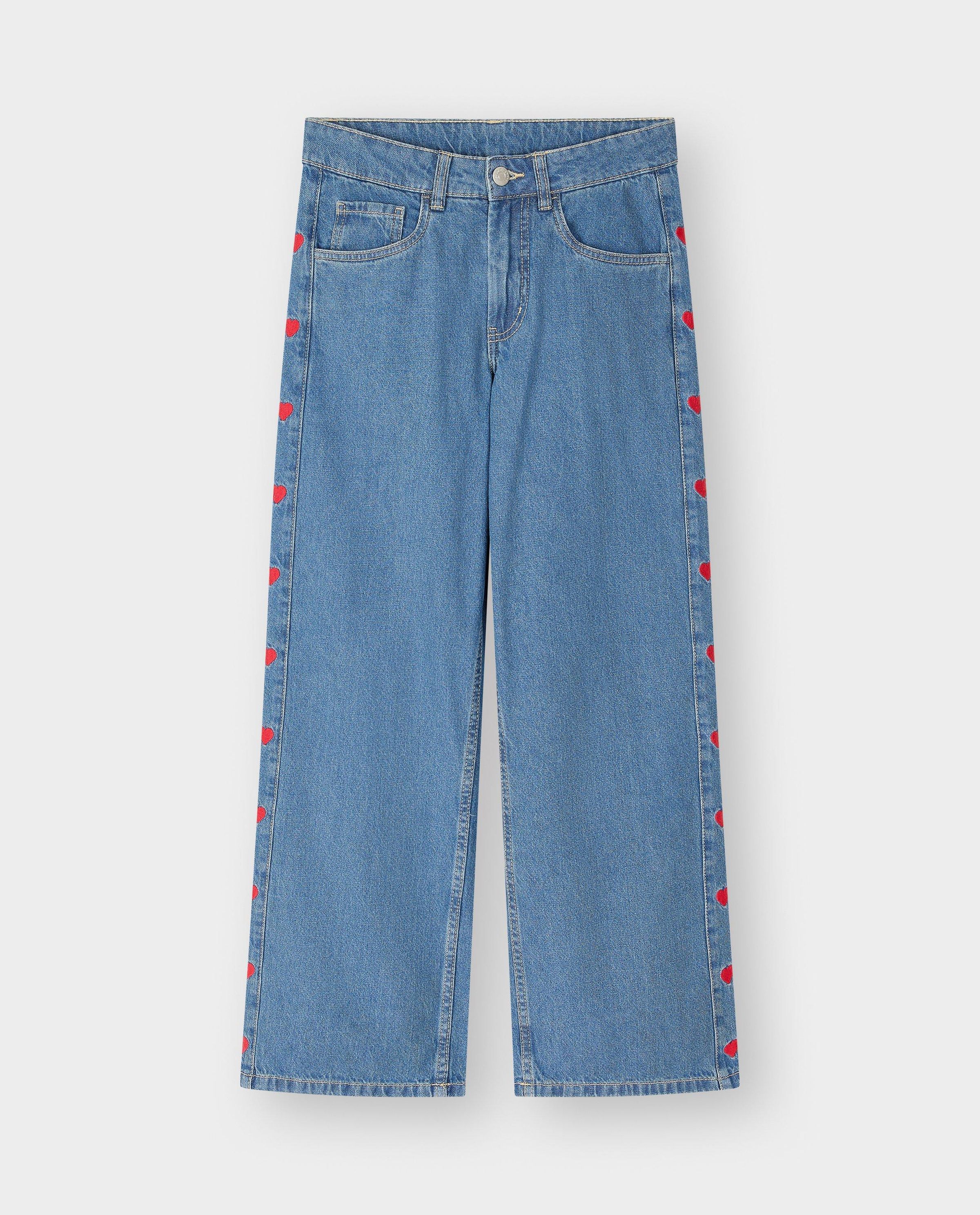 Jeans met geborduurde hartjes, straight fit - Fish & Chips