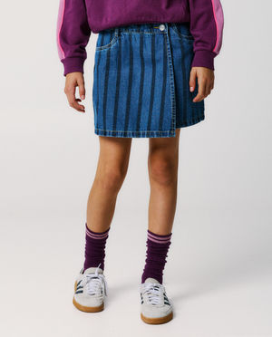 Jupes - Jupe-short en jean &agrave; rayures