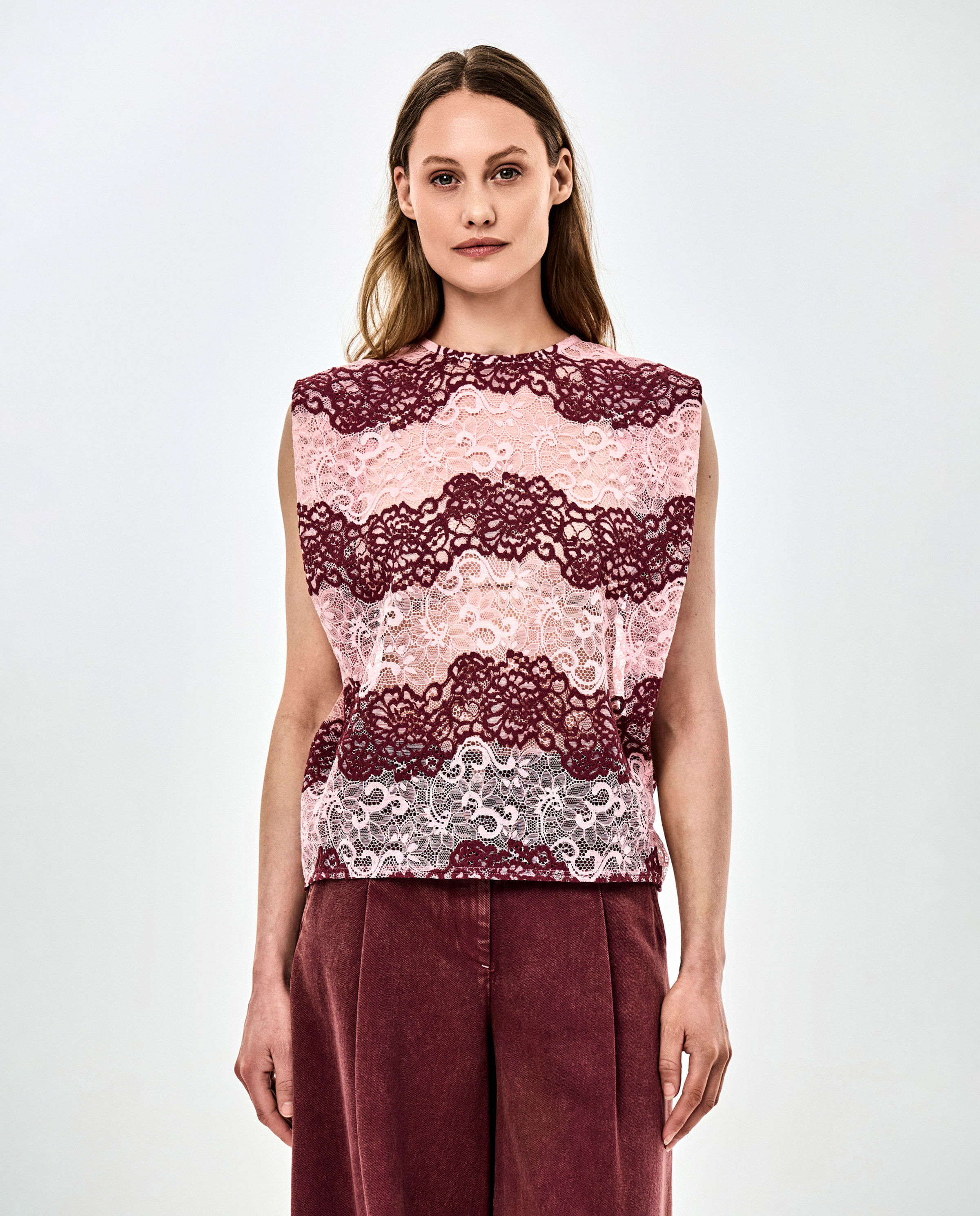 Kanten blouse met strepen - CKS Dames