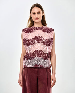 Kanten blouse met strepen