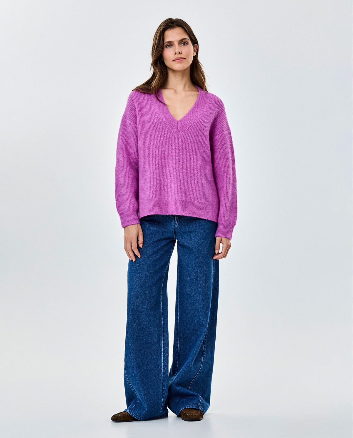 Blauwe jeans, wide leg fit