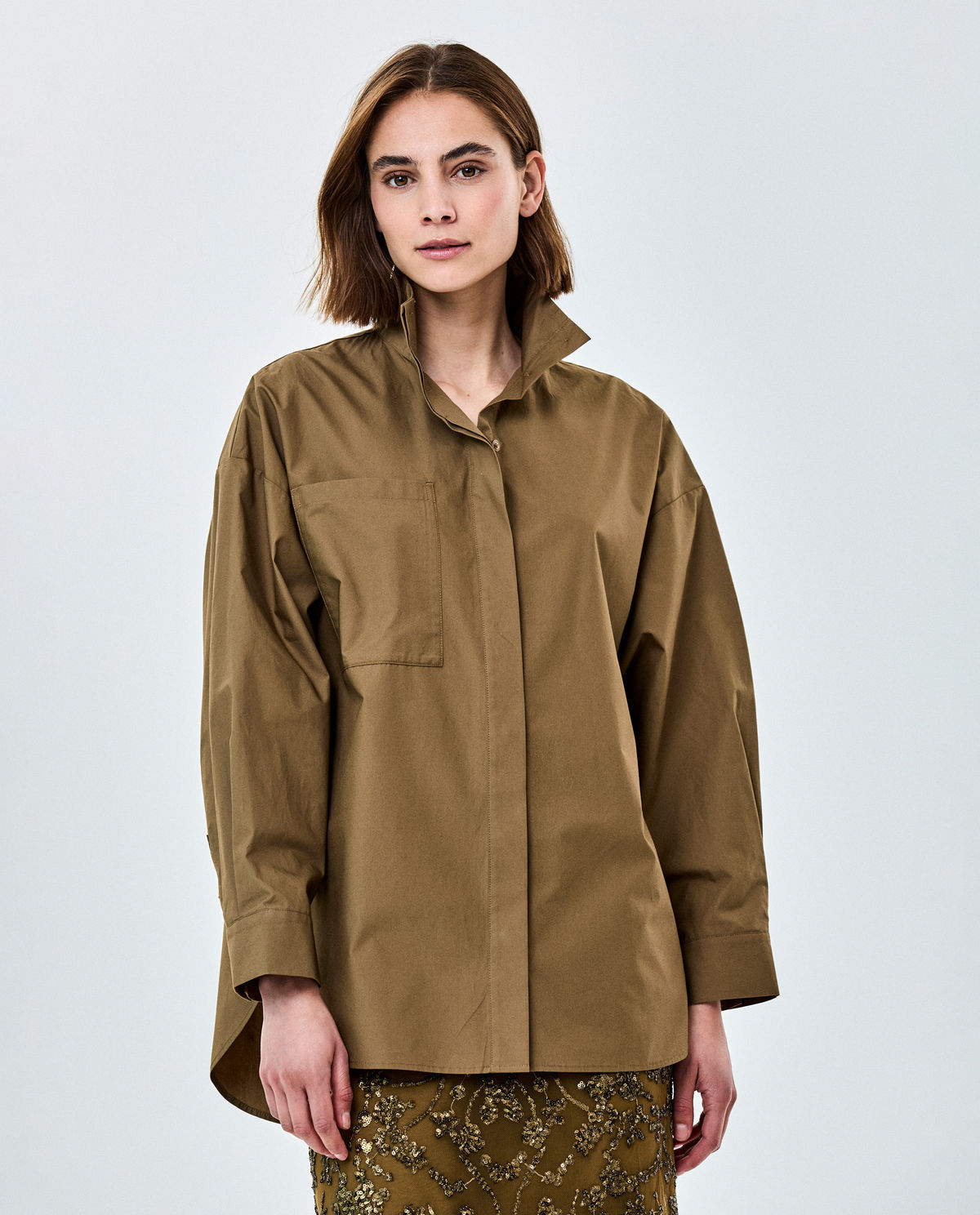 Kaki hemdblouse