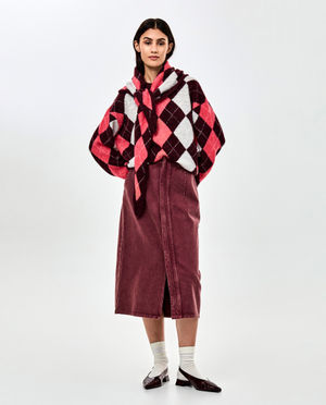 Foulard triangulaire &agrave; carreaux