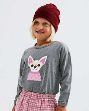 T-shirt &agrave; manches longues avec imprim&eacute; chihuahua
