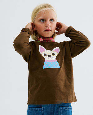 T-shirt &agrave; manches longues avec imprim&eacute; chihuahua