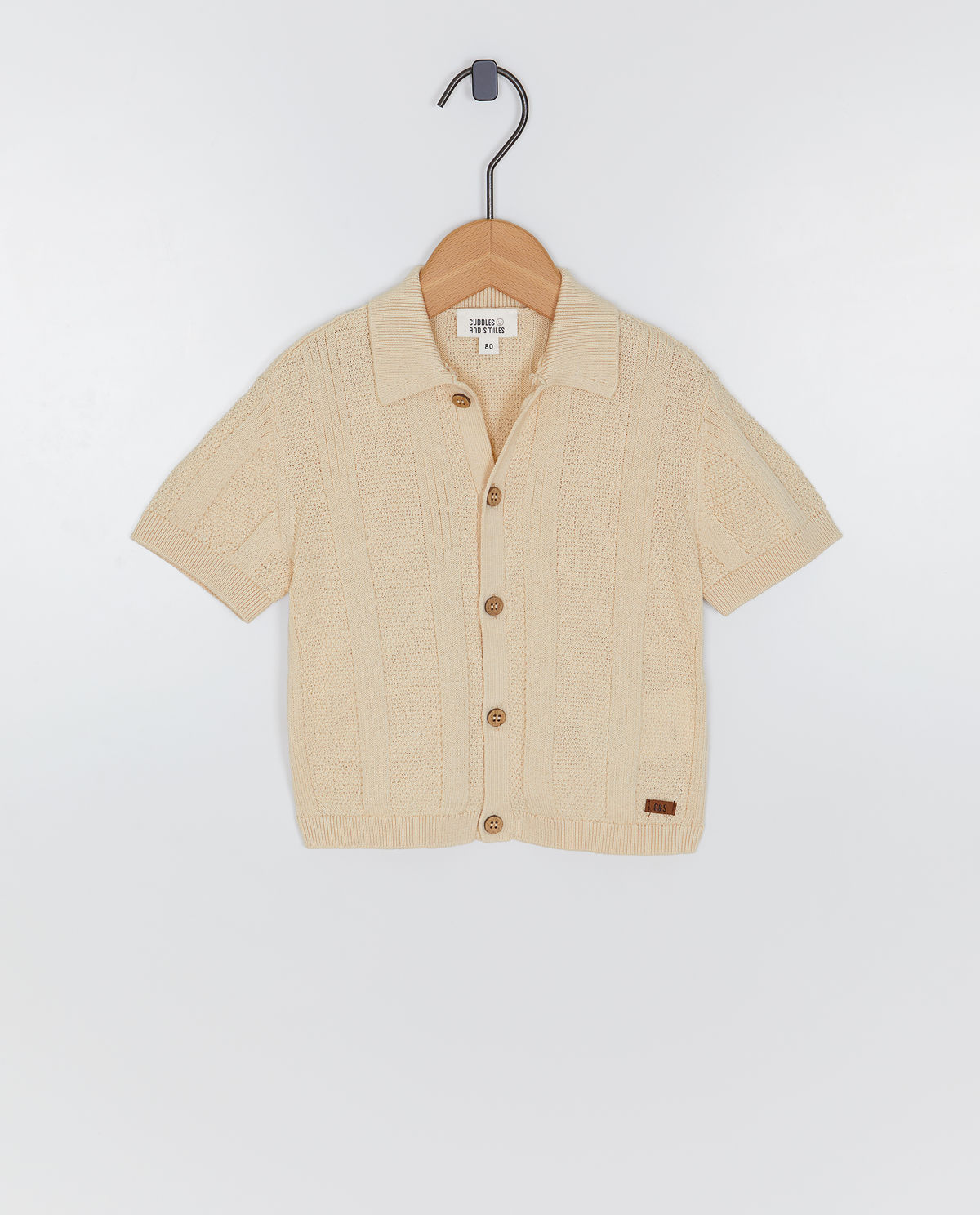Beige polo met textuur
