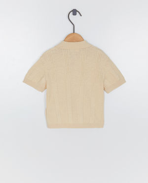 Polo's - Beige polo met textuur