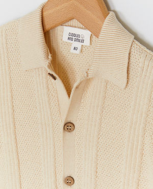 Polo's - Beige polo met textuur