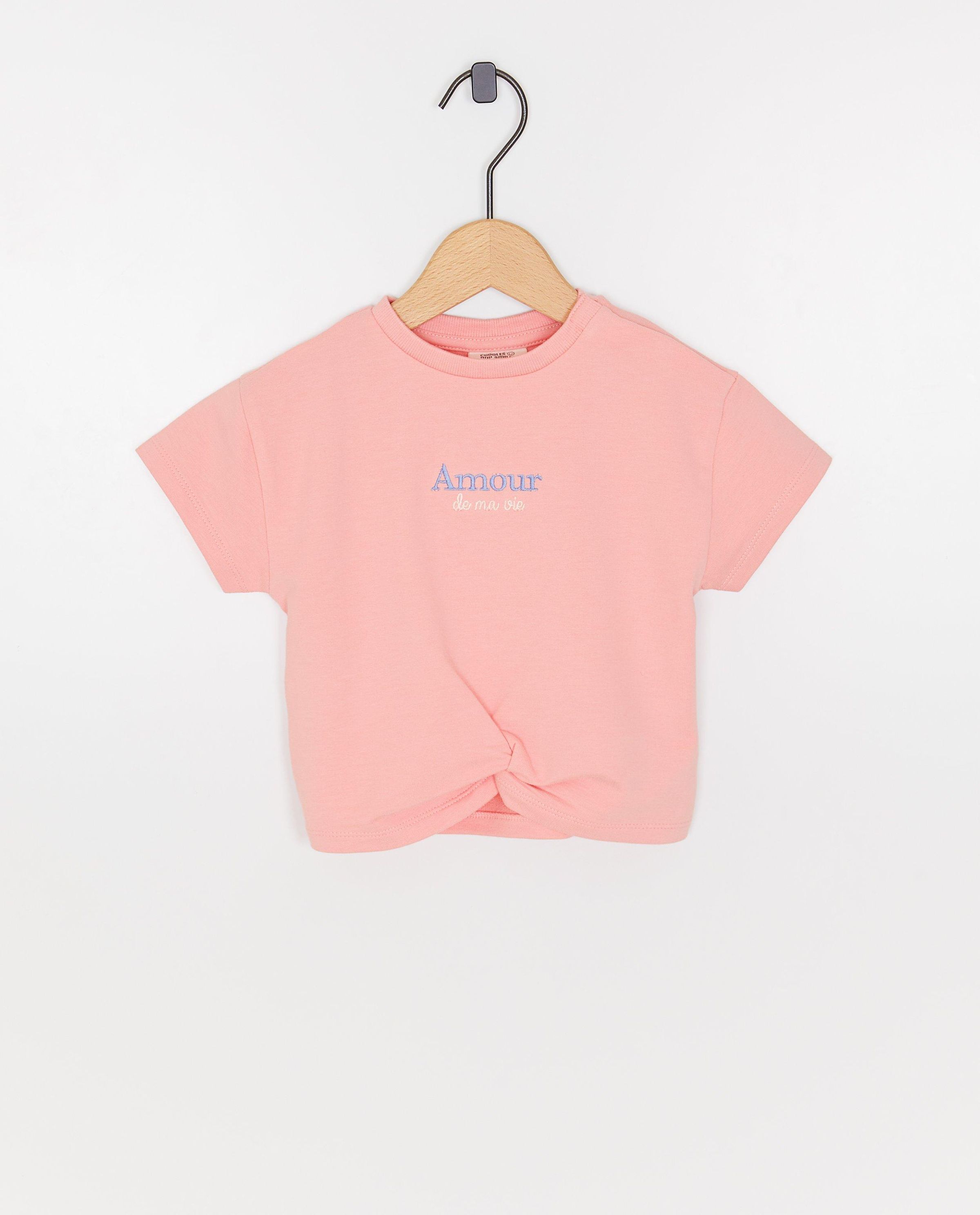 T-shirt met geborduurd opschrift, loose fit - Cuddles and Smiles
