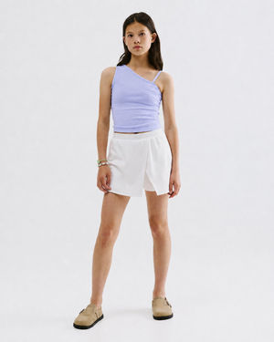 T-shirts - Top asym&eacute;trique avec fin motif c&ocirc;tel&eacute;