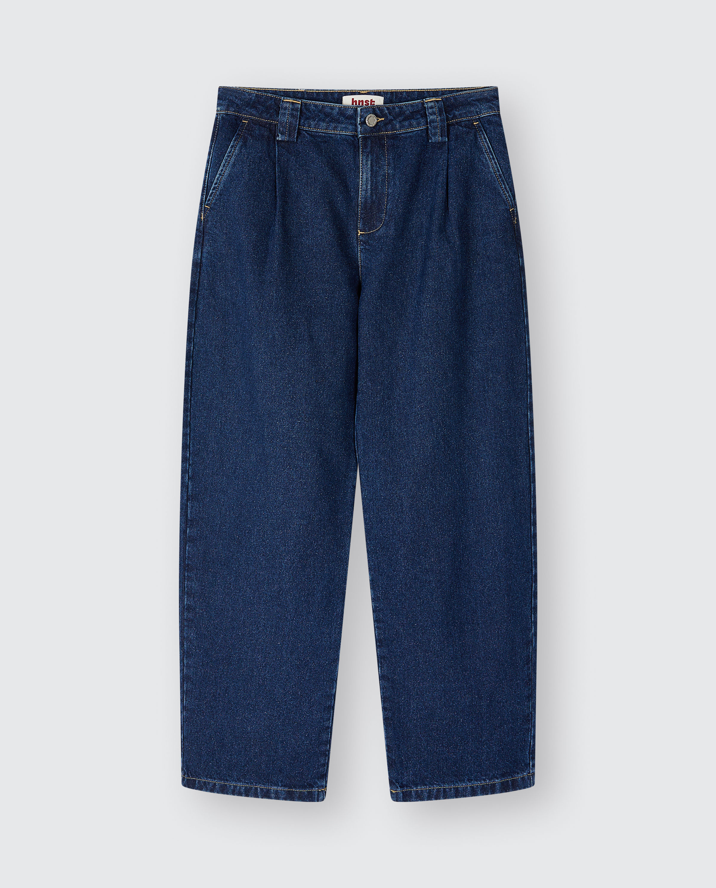 Donkerblauwe jeans met plooien, baggy fit, unisex - HNST