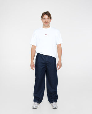 Jeans - Donkerblauwe jeans met plooien, baggy fit, unisex