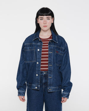 Cardigan - Jeansvest met geborduurd opschrift, unisex
