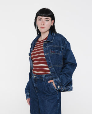 Cardigans - Veste en jean avec inscription brod&eacute;e, unisexe