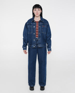 Cardigans - Veste en jean avec inscription brod&eacute;e, unisexe