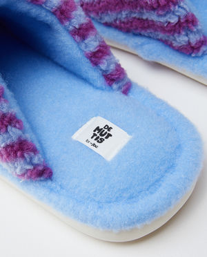 Schoenen - Teddy pantoffels met strepen