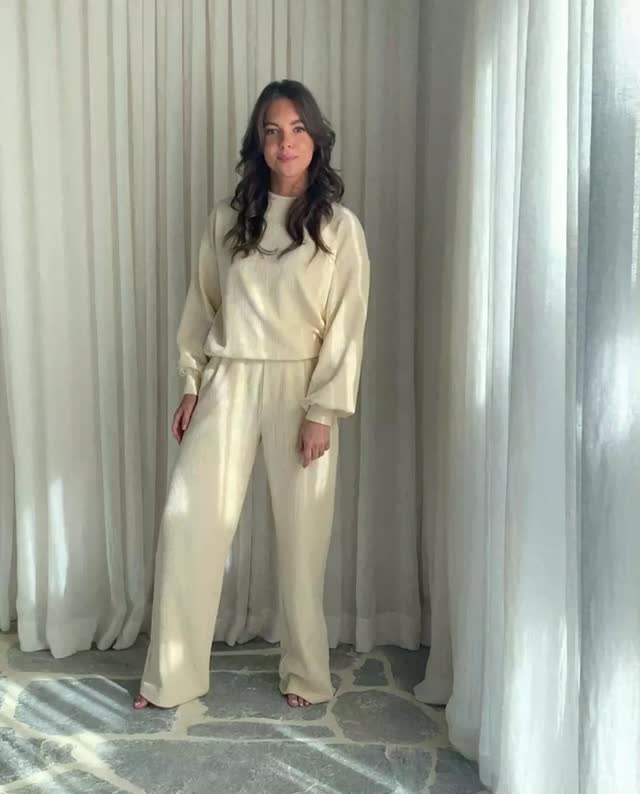 Ribfluwelen broek, wide leg fit - Video - lichtbeige - thumbnail nummer 2