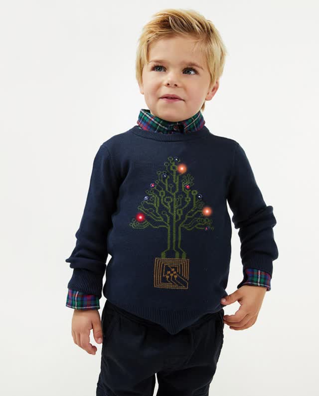 Pull avec des petites lampes, 2-7 ans - Vid&eacute;o - bleu fonc&eacute; - thumbnail num&eacute;ro 2